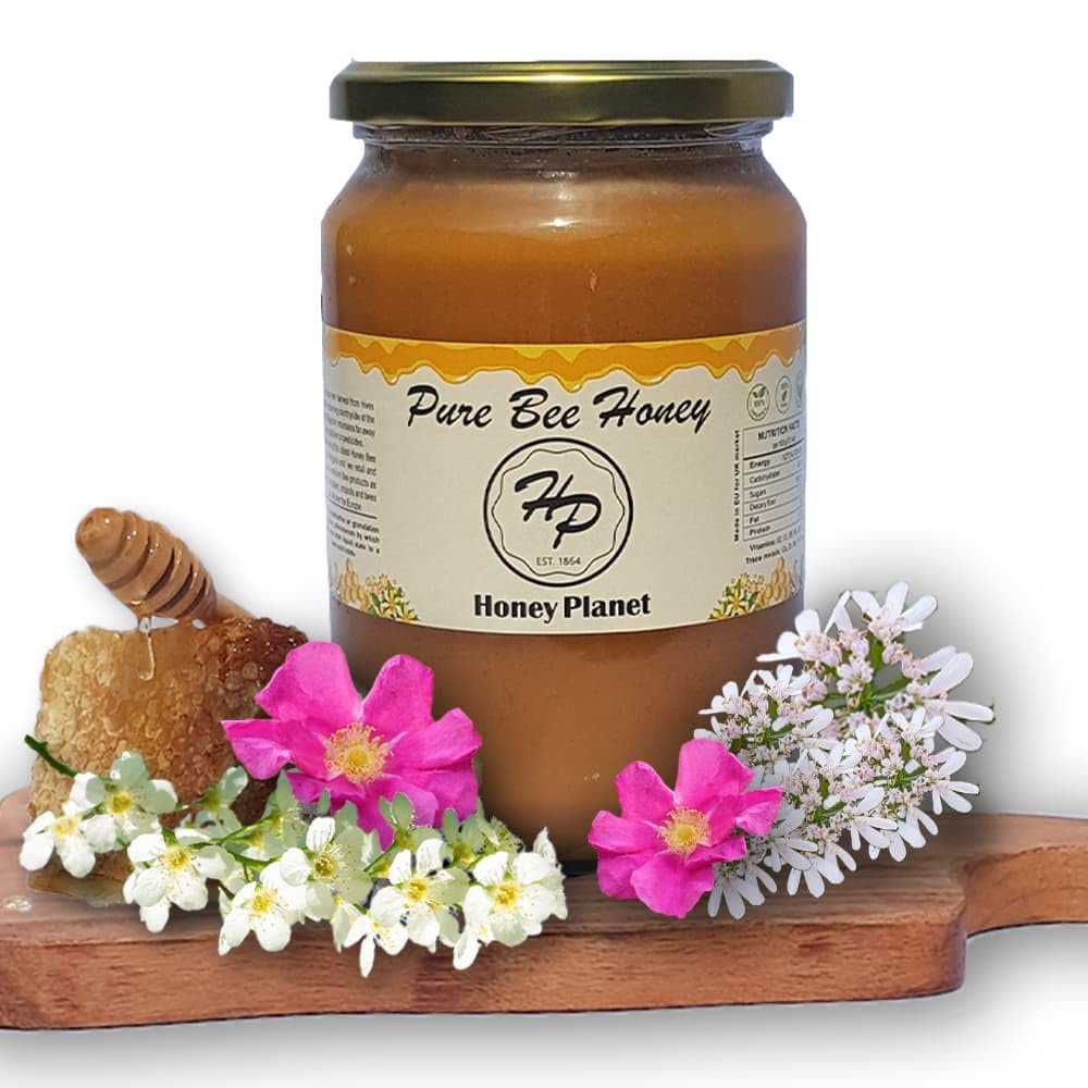 Natural Creamed Pure and Raw Honey from ECO/BIO Area Unheated,Unpasteraised,Unfiltered Mountain Honey harvested in our own Bee Farm (1.kg)