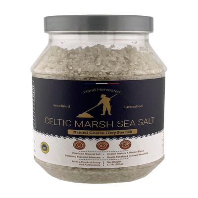 Celtic Marsh Sea Salt 500g - Light Grey, Coarse, Unrefined Natural Hand Harvested Sea Salt from France, Rich in 82 Essential Minerals