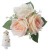 Wedhapy Artificial Rose Cake Topper, 3-Piece, Lady Figure, Wedding, Bridal Shower, Anniversary, Birthday, Gender Reveal, Mother's Day, Cloth, 15x17x6 cm/5.91x6.69x2.36 inch view 1