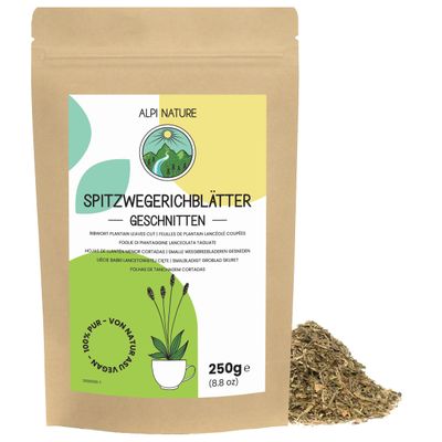 Alpi Nature Ribwort Plantain Tea 250g 8.8 oz, Dried and Cut Ribwort Plantain, Loose Leaf Tea