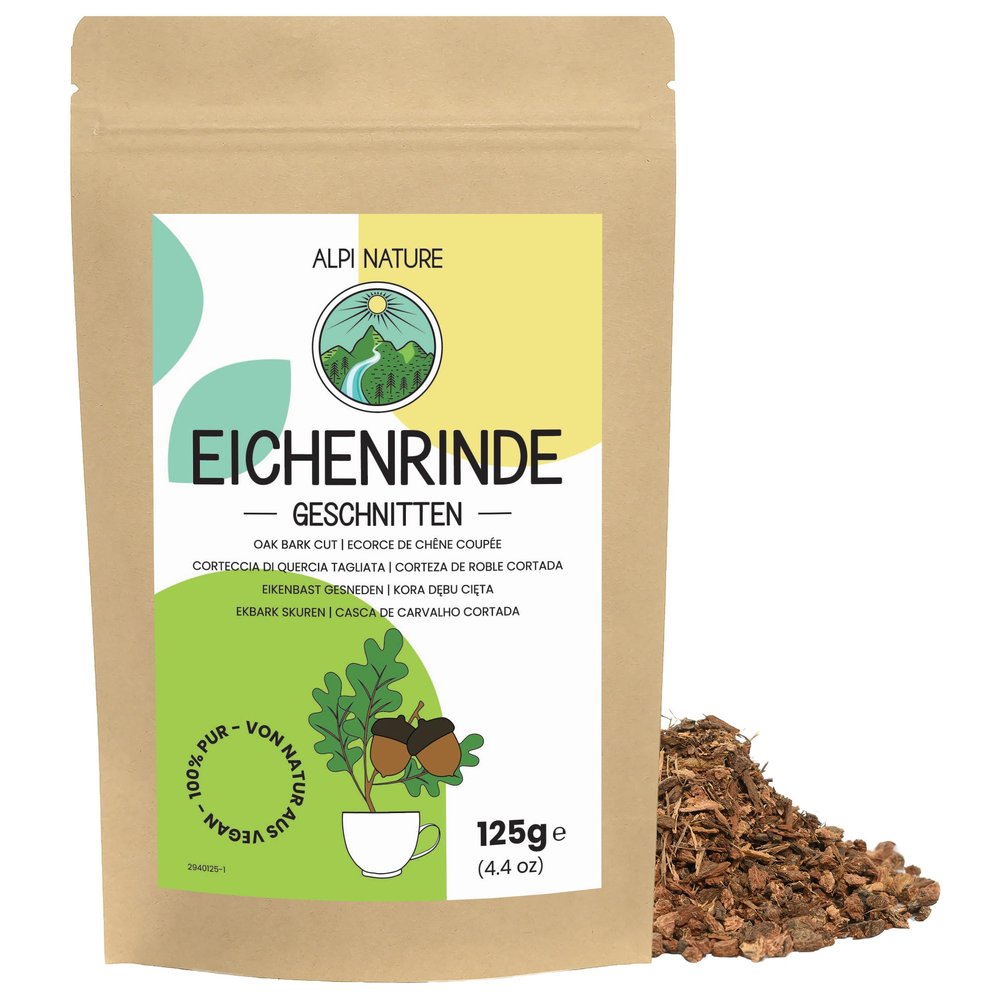 Alpi Nature Oak Bark Tea 125g 4.4 oz, Dried and Cut Oak Bark for Tea Preparation and Infusions