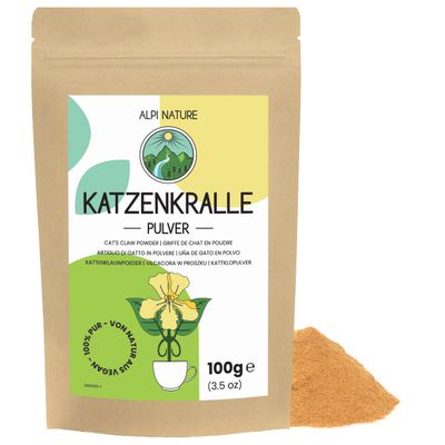 Alpi Nature Cats Claw Powder 100g 3.5 oz, Ground Cat's Claw Bark for Smoothies, Juices, Tea