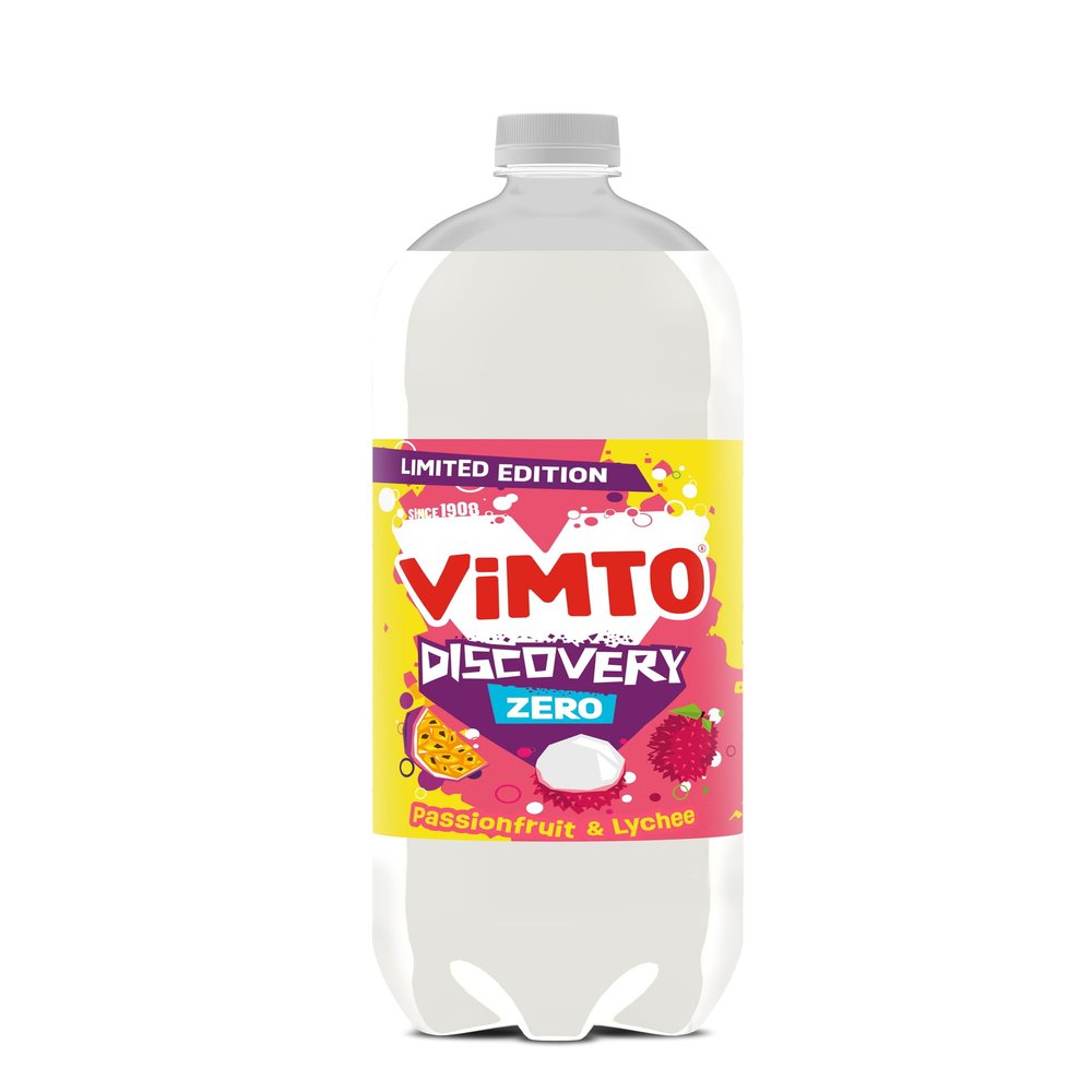 Vimto Discovery Passionfruit & Lychee 2L No Added Sugar Fizzy Drink (Case of 8)