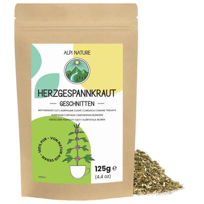 Alpi Nature Motherwort Tea 125g 4.4 oz, Dried and Cut Motherwort Herb, Loose Herbal Tea