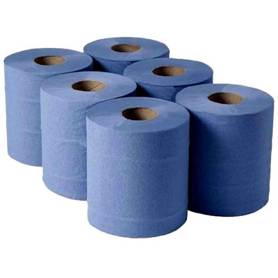 Blue Centrefeed Roll 2-Ply 6 Pack | Hand Wipes Paper Towels Heavy Duty 120m