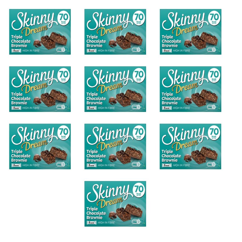 Skiny Dream Triple Chocolate Brownie Bars 5 Pack - Enjoy a Low Calorie Snack With These Special Edition Skiny Dream Cherry Bakewell Bars - Pack of 10