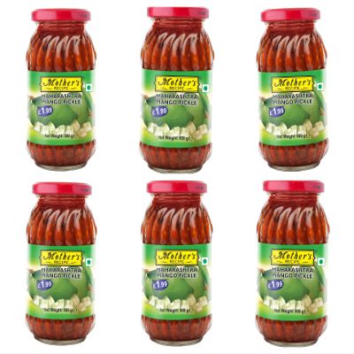 Mother's Recipe Maharashtra Mango Pickle - 500g (Pack of 6) | Authentic Maharashtrian Recipe | Tangy and Spicy Flavor | Indian Pickle