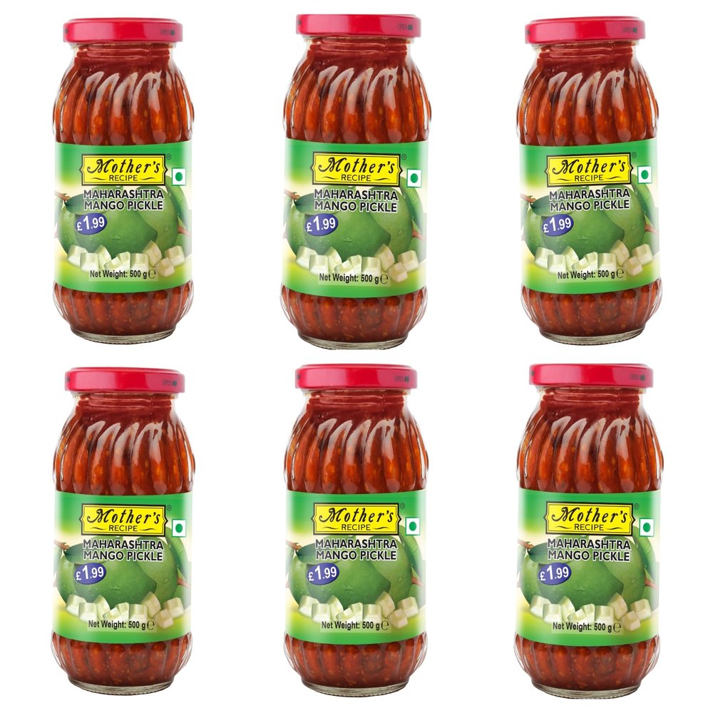 Mother's Recipe Maharashtra Mango Pickle - 500g (Pack of 6) | Authentic Maharashtrian Recipe | Tangy and Spicy Flavor | Indian Pickle