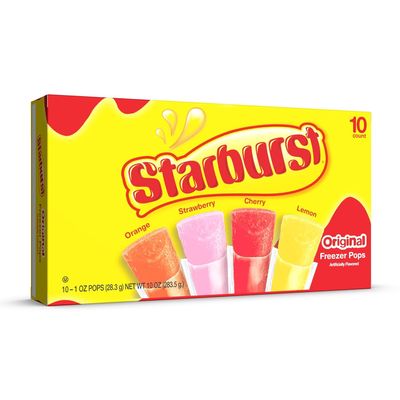 Starburst Fruit Flavored Lollies Variety Pack I Freeze Pops with 4 Assorted Fun Flavors of Orange, Strawberry, Cherry and Lemon I 1oz Pack of 10 I US Import