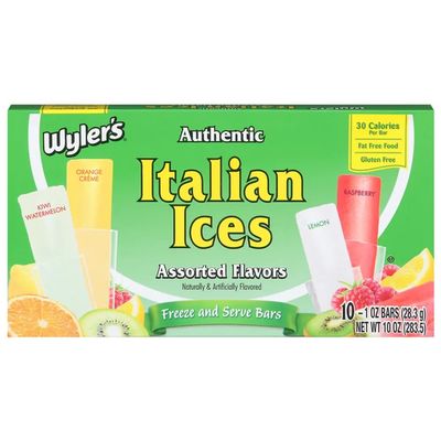 Wyler's Authentic Italian Ice I Fat Free Freezer Bars I Original Flavors 1oz bars Pack of 10 I US Import