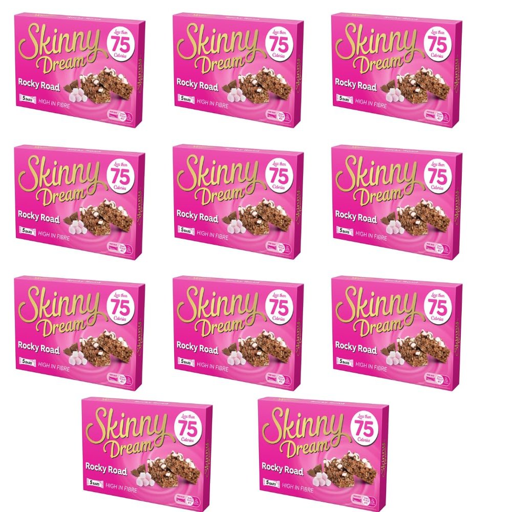 Skiny Dream Rocky Road Bars 5 Pack - 5 Irresistibly Tempting And Indulgent Rocky Road Bars, That Are High In Fibre And Less Than 75 Calories - Pack of 10