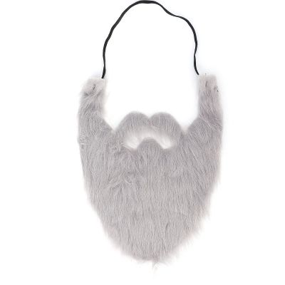Grey Fake Beard Costume Facial False Beard Male Fake Whisker Playful Lightweight Plush Cloth Elastic Band Festive Party