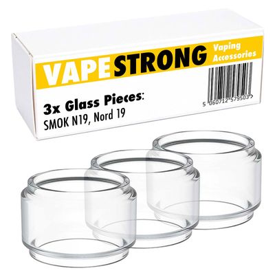 VapeStrong 3X Spare Bubble Glass Tube for SMOK N19, NORD 19, NORD19 Tank, Priv N19 Kit, Fatboy Bulb Fat Boy