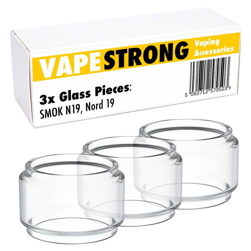 VapeStrong 3X Spare Bubble Glass Tube for SMOK N19, NORD 19, NORD19 Tank, Priv N19 Kit, Fatboy Bulb Fat Boy