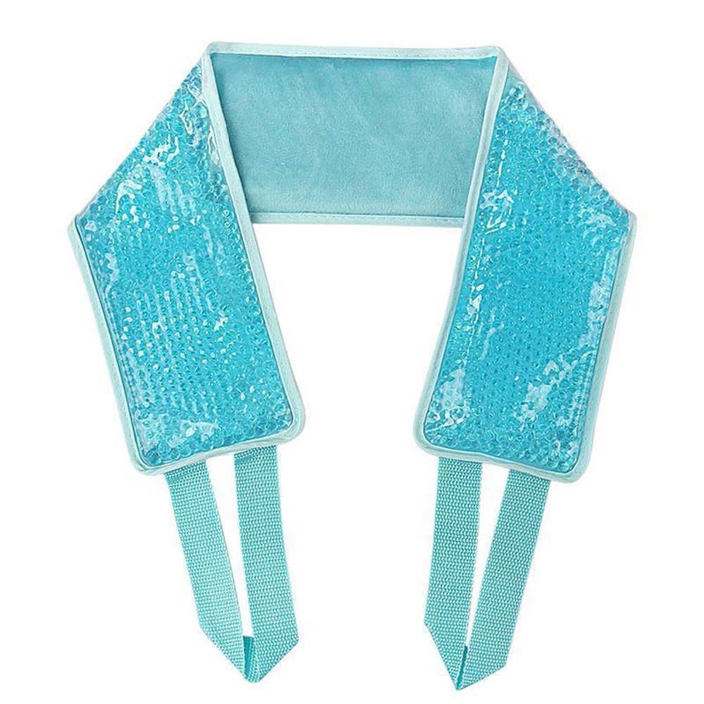 Makamsui Ice Pack for Neck Pain Relief, Gel Bead Cooling Neck Wraps Ice Packs Cold Compress and Hot Compress for Injuries Reusable Gel Neck Ice Pack Wrap Ice Pack for Neck Cold Packs Sky Blue