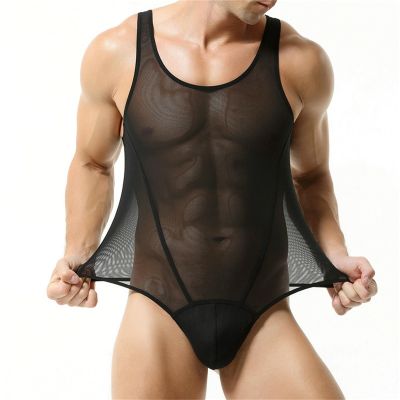 Jumpsuit Men's Pyjamas Sexy: Overall Men's Summer Sexy One Piece Suits Lightweight Underwear Plain Wrestling Jersey Can Be Put On Under Other Costumes Lingerie Men's Leotard, black, L