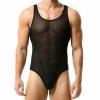 Jumpsuit Men's Pyjamas Sexy: Overall Men's Summer Sexy One Piece Suits Lightweight Underwear Plain Wrestling Jersey Can Be Put On Under Other Costumes Lingerie Men's Leotard, black, L view 2