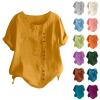 WILLBEST Summer Jumpers for Women UK Shirt Collar Cotton Jumpers 2024 Sweatshirts Jacket Coat Sports Tops for Women UK Linen Lined Shirts Fashion y2k Outfits Vest Tops Men Summer Outwear Coat view 3