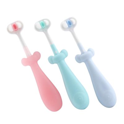 BIUDECO 3pcs Cute Soft Bristle Toothbrush for Boy Girl Anti- Handle Triple Angle Design for Cleaning Oral Care Toothbrush