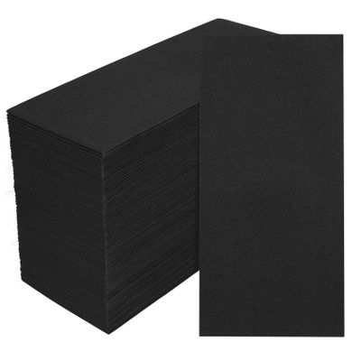 100 Pack Black Paper Napkins, Disposable Linen-Feel Guest Towels Cloth-Like Hand Towels, Soft, Absorbent, Paper Hand Napkins for Kitchen, Bathroom, Parties, Weddings, Dinners - 12" x 17"
