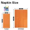 100 Pack Orange Paper Napkins, Disposable Linen-Feel Guest Towels Cloth-Like Hand Towels, Soft, Absorbent, Paper Hand Napkins for Kitchen, Bathroom, Parties, Weddings, Dinners - 12" x 17" view 2