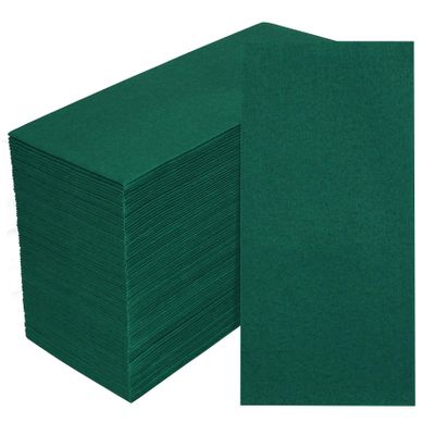 100 Pack Dark Green Paper Napkins, Disposable Linen-Feel Guest Towels Cloth-Like Hand Towels, Soft, Absorbent, Paper Hand Napkins for Kitchen, Bathroom, Parties, Weddings, Dinners - 12" x 17"