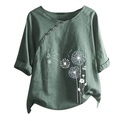 WILLBEST Ladies White Shirt Cotton Jumpers Holiday Crop top y2k 80s Outfits for Women 3/4 Long Sleeve Blouse Tshirts o-Neck Print lace Cardigans for Women UK Down Coat Womens Shirt Dress Hiking