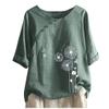 WILLBEST Ladies White Shirt Cotton Jumpers Holiday Crop top y2k 80s Outfits for Women 3/4 Long Sleeve Blouse Tshirts o-Neck Print lace Cardigans for Women UK Down Coat Womens Shirt Dress Hiking view 3