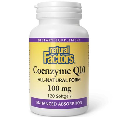 Natural Factors, Coenzyme Q10, 100mg, as Ubiquinone, High-Dose, 120 Softgels, SOYA-Free, Gluten-Free, GMO-Free
