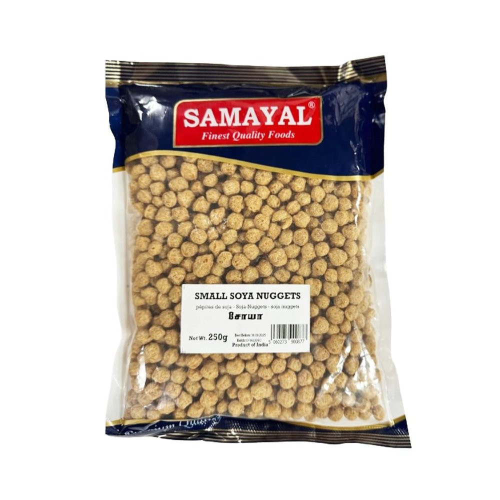 FreshCart Basics Samayal Small Soya Nuggets, Soya chunks Tikiri, Quick and Easy Meal Maker, No Artificial Colours or ingredients, Indian Origin -250g (Pack of 1)