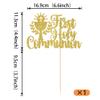 Rsstarxi 1 Pack First Holy Communion Cake Topper First Communion Cake Decorations Religious Cross Cake Pick for Christian Baptism Baby Shower 1st Communion Party Decorations Gold view 2