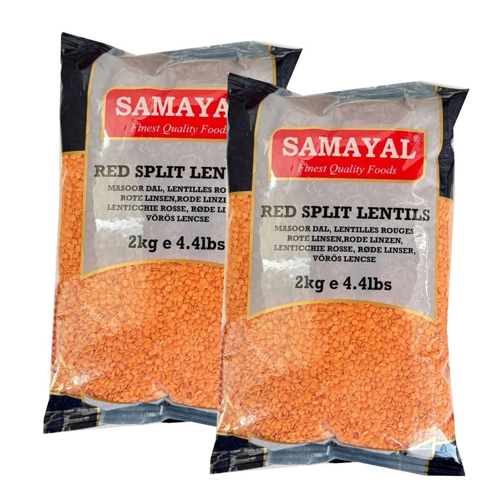 Samayal Red Split Lentils, Masoor dal, Lal Masoor Dal, Lentils and pulses, No Artificial colours or ingredients-2kg (Pack of 2)