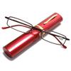 ABETOS Slim Pen Reading Glasses Blue Light Blocking Metal Readers In Tube Case Superlight Spring Hinge Pocket Portable Eyewear Thin Travel Eyeglasses 1.0+ 1.5+ 2.0+ 2.5+ 3.0+, Red+3.0 view 1