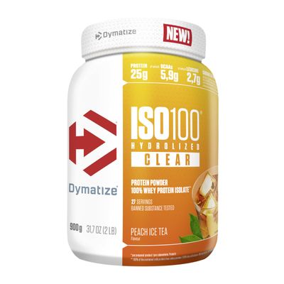 Dymatize ISO 100 Hydrolized Clear Peach Ice Tea 900g Whey Protein Powder