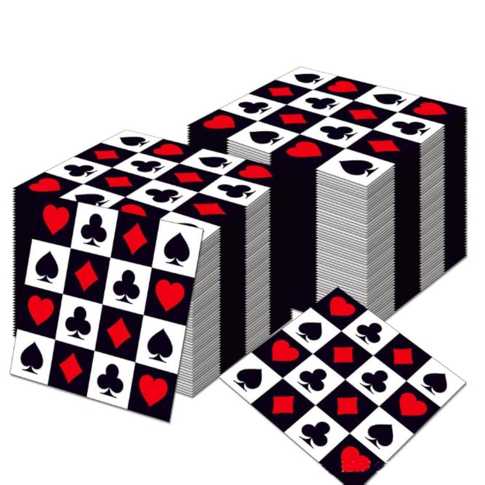 Nenluny 40pcs Casino Poker Card Party Napkins Las Vegas Theme Party Paper Napkins for Casino Poker Card Theme Party Supplies