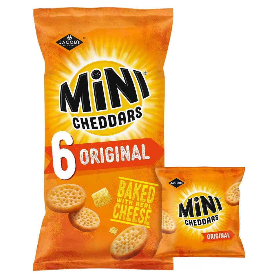 Jacob's Mini Cheddars Original 6 X 23G | Baked with Real Cheese | No artificial colours or flavours | Premium product