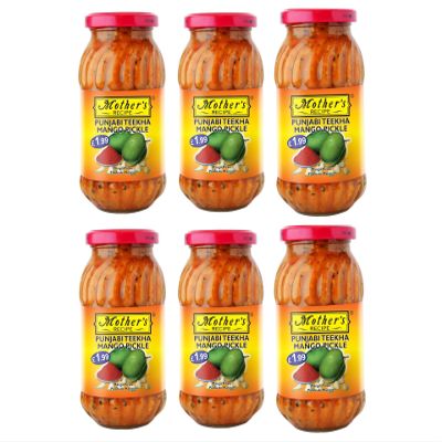 Mother's Recipe Punjabi Teekha Mango Pickle - 500g (Pack of 6) | Authentic Flavor | Spicy and Tangy | Traditional Mango Pickle