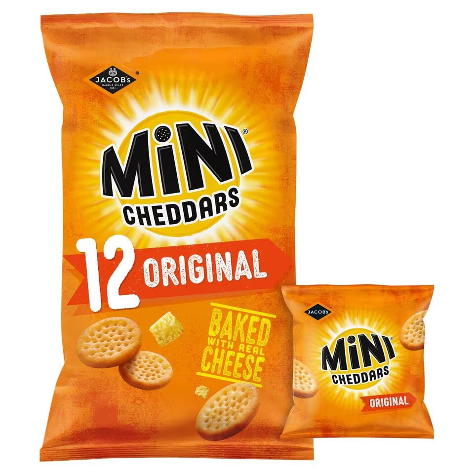 FreshCart Basics Jacob's Mini Cheddars Original 12 Pack 276g | Baked with Real Cheese | No artificial colours or flavours | Premium product
