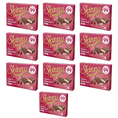 Skiny Dream Cherry Bakewell Bars 5pk - Enjoy a Low Calorie Snack With These Special Edition Skiny Dream Cherry Bakewell Bars - Pack of 10