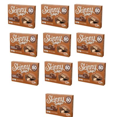 Skiny Whip Snack Bar Double Chocolate 5 Pack - This Low Calorie But High In Quality Chocolate Flavoured Bar Will Give You The Boost You Need During The Day - Pack of 10