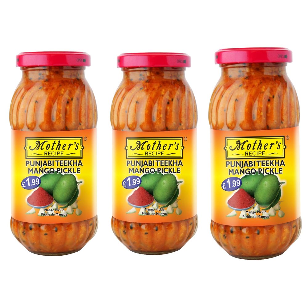 Mother's Recipe Punjabi Teekha Mango Pickle - 500g (Pack of 3) | Authentic Flavor | Spicy and Tangy | Traditional Mango Pickle