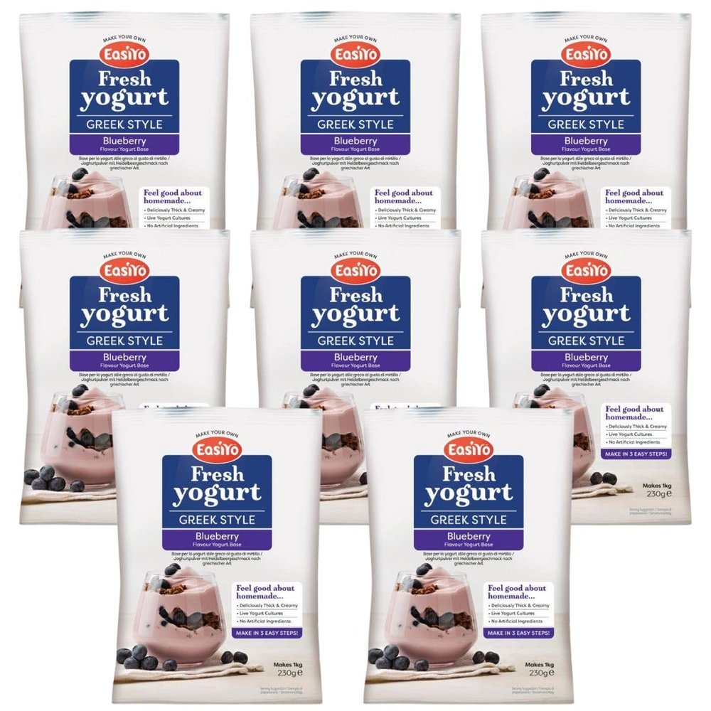 EasiYo Yogurt Greek Style Blueberry 8 Pack Yoghurt