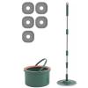 OUZBEM Spin Mop Bucket Floor Cleaning System - Self Cleaning Dry Wet Spin Mop - Flat Floor Mop Bucket Set with 5 Microfiber Pads Refills - Ideal for Pet Owners,Grey vision view 1