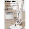 OUZBEM Spin Mop Bucket Floor Cleaning System - Self Cleaning Dry Wet Spin Mop - Flat Floor Mop Bucket Set with 5 Microfiber Pads Refills - Ideal for Pet Owners,Grey vision view 3