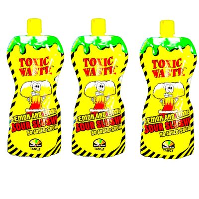 Sour Slush Frozen Drink Pouches, Lemon Lime & Blue Raspberry, No Added Sugar, Pack of 3 (Lemon and Lime Sour Slush)