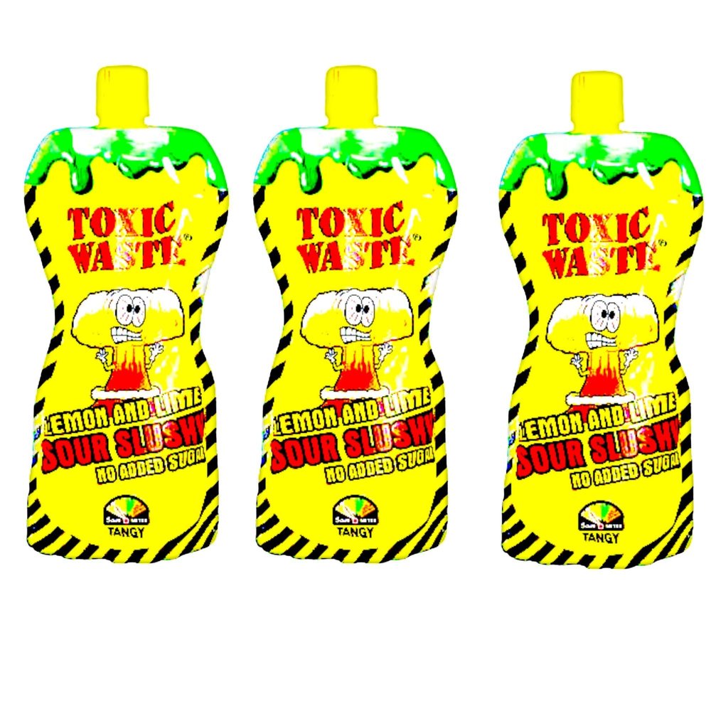 Sour Slush Frozen Drink Pouches, Lemon Lime & Blue Raspberry, No Added Sugar, Pack of 3 (Lemon and Lime Sour Slush)
