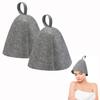 2-Piece Premium Wool Felt Sauna Hat Set - Breathable & Flexible Steam Room Headwear for Spa Sessions, Thermal Protective Bath Accessories for Hot/Dry Sauna Use view 1