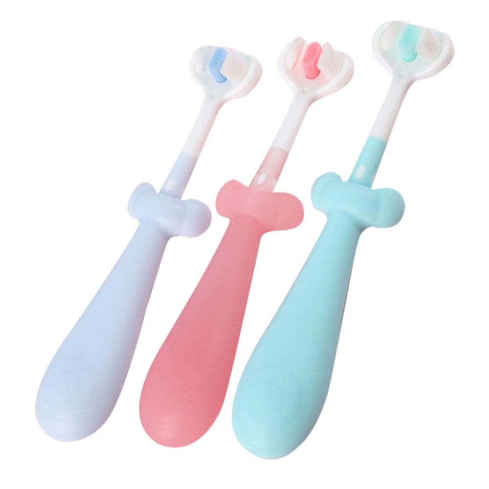 FOYTOKI 3pcs Boy Girl Toothbrush Boys and Girls Soft Bristles Cute Handled Toothbrush for Year Old First Use