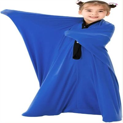 BANTASE Sensory Sack For Children Wearable Sensory Blanket For Focus Relaxation Stress Relief Calming Machine-Washable No Fasteners (Color : Blau, Size : L)