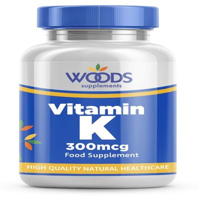 Vitamin K 300mcg (90 Tablets) from Woods Supplements | Contributes to The Maintenance of Normal Bones | Each Tablet Provides 300g of Vitamin K | Suitable for Vegetarians & Vegans